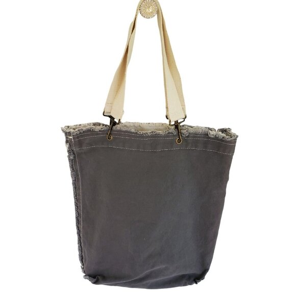 THREE CROWS Café & Coffee House MN Satchel Bag Tote Distressed Graphic Canvas - Picture 2 of 7